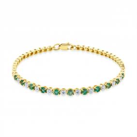 Браслет из лимонного золота Мастер Бриллиант 06M10-320496-00-01 с бриллиантом и изумрудом 06M10-320496-00-01 фото