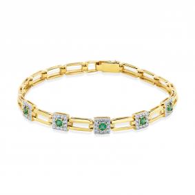 Браслет из лимонного золота Мастер Бриллиант 06M10-320499-00-01 с бриллиантом и изумрудом 06M10-320499-00-01 фото