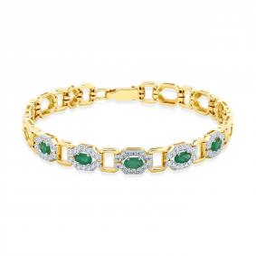 Браслет из лимонного золота Мастер Бриллиант 06M10-320503-00-01 с бриллиантом и изумрудом 06M10-320503-00-01 фото