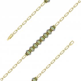 Браслет из лимонного золота Мастер Бриллиант 06M10-320512-00-55 с бриллиантом, опалом и турмалином 06M10-320512-00-55 фото
