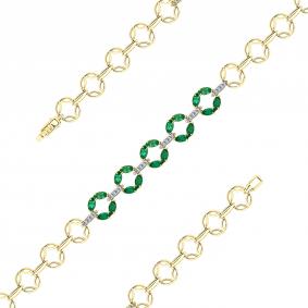 Браслет из лимонного золота Мастер Бриллиант 06M10-320513-00-01 с бриллиантом и изумрудом 06M10-320513-00-01 фото