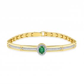 Браслет из лимонного золота Мастер Бриллиант 06M10-320526-00-01 с бриллиантом и изумрудом 06M10-320526-00-01 фото