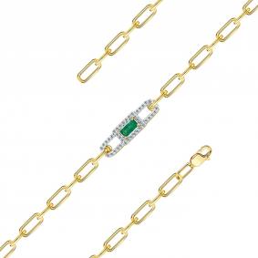 Браслет из лимонного золота Мастер Бриллиант 06M10-320534-97-01 с бриллиантом и изумрудом 06M10-320534-97-01 фото