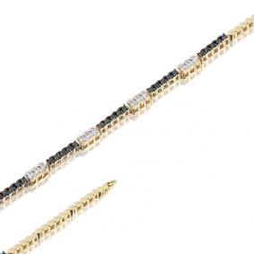 Браслет из лимонного золота Мастер Бриллиант 06M10-330-55 с бриллиантом и чёрным бриллиантом 06M10-330-55 фото
