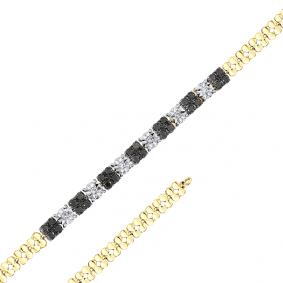 Браслет из лимонного золота Мастер Бриллиант 06M10-357-55 с бриллиантом и чёрным бриллиантом 06M10-357-55 фото