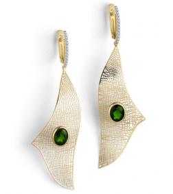 Серьги из лимонного золота Мастер Бриллиант 06M2-000-005-37 с бриллиантом и турмалином 06M2-000-005-37 фото