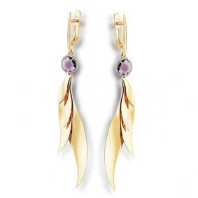 Серьги из лимонного золота Мастер Бриллиант 06M2-000-018/1-30 с бриллиантом и шпинелью 06M2-000-018/1-30 фото