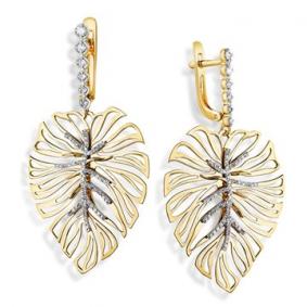 Серьги из лимонного золота Мастер Бриллиант 06M2-000-021/1 с бриллиантом 06M2-000-021/1 фото