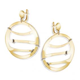 Серьги из лимонного золота Мастер Бриллиант 06M2-000-027 с бриллиантом 06M2-000-027 фото