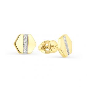 Серьги из лимонного золота Мастер Бриллиант 06M2-102-018 с бриллиантом 06M2-102-018 фото