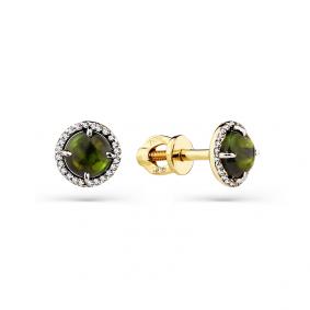 Серьги из лимонного золота Мастер Бриллиант 06M2-102-062-18 с бриллиантом и турмалином 06M2-102-062-18 фото