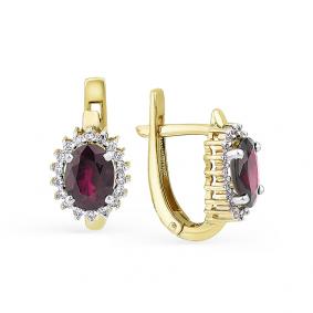 Серьги из лимонного золота Мастер Бриллиант 06M2-104-810-03 с бриллиантом и рубином 06M2-104-810-03 фото