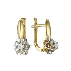 Серьги из лимонного золота Мастер Бриллиант 06M2-105-69 с бриллиантом 06M2-105-69 фото