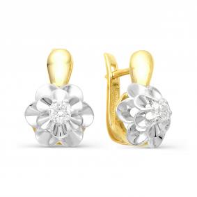 Серьги из лимонного золота Мастер Бриллиант 06M2-106-169 с бриллиантом 06M2-106-169 фото