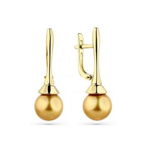 Серьги из лимонного золота Мастер Бриллиант 06M2-106-575/1-22 с жемчугом 06M2-106-575/1-22 фото