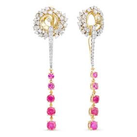 Серьги из лимонного золота Мастер Бриллиант 06M2-106-616-03 с бриллиантом и рубином 06M2-106-616-03 фото