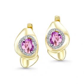 Серьги из лимонного золота Мастер Бриллиант 06M2-106-676/2-45 с бриллиантом и сапфиром 06M2-106-676/2-45 фото