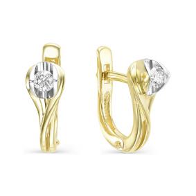 Серьги из лимонного золота Мастер Бриллиант 06M2-106-693 с бриллиантом 06M2-106-693 фото