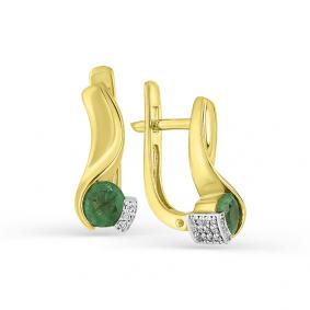 Серьги из лимонного золота Мастер Бриллиант 06M2-106-794-01 с бриллиантом и изумрудом 06M2-106-794-01 фото