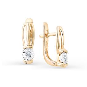 Серьги из лимонного золота Мастер Бриллиант 06M2-106-998 с бриллиантом 06M2-106-998 фото