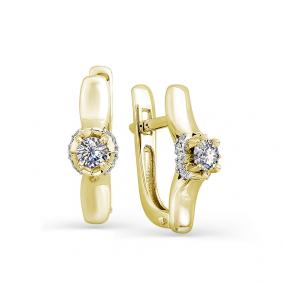 Серьги из лимонного золота Мастер Бриллиант 06M2-107-008 с бриллиантом 06M2-107-008 фото