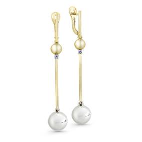 Серьги из лимонного золота Мастер Бриллиант 06M2-107-144 с бриллиантом 06M2-107-144 фото