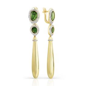 Серьги из лимонного золота Мастер Бриллиант 06M2-107-154-18 с бриллиантом и турмалином 06M2-107-154-18 фото