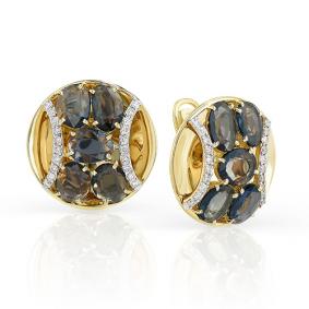 Серьги из лимонного золота Мастер Бриллиант 06M2-107-156-30 с бриллиантом и шпинелью 06M2-107-156-30 фото