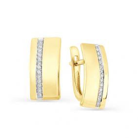 Серьги из лимонного золота Мастер Бриллиант 06M2-107-228 с бриллиантом 06M2-107-228 фото