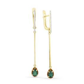 Серьги из лимонного золота Мастер Бриллиант 06M2-107-309-01 с бриллиантом и изумрудом 06M2-107-309-01 фото