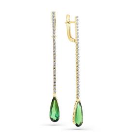 Серьги из лимонного золота Мастер Бриллиант 06M2-107-315-18 с бриллиантом и турмалином 06M2-107-315-18 фото