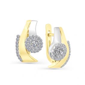 Серьги из лимонного золота Мастер Бриллиант 06M2-107-337 с бриллиантом 06M2-107-337 фото