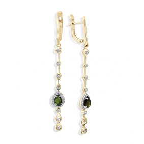 Серьги из лимонного золота Мастер Бриллиант 06M2-107-365-18 с бриллиантом и турмалином 06M2-107-365-18 фото