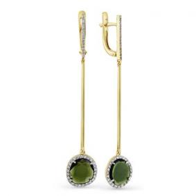 Серьги из лимонного золота Мастер Бриллиант 06M2-107-375-18 с бриллиантом и турмалином 06M2-107-375-18 фото