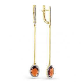 Золотые серьги Мастер Бриллиант с бриллиантом и спессартином 06M2-107-375-34 06M2-107-375-34 фото