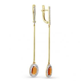 Серьги из лимонного золота Мастер Бриллиант 06M2-107-375/2-34 с бриллиантом 06M2-107-375/2-34 фото