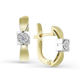 Серьги из лимонного золота Мастер Бриллиант 06M2-107-388 с бриллиантом 06M2-107-388 фото