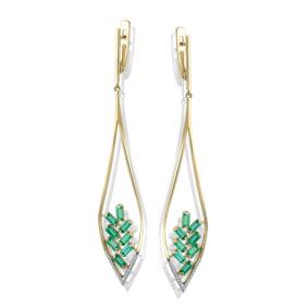 Серьги из лимонного золота Мастер Бриллиант 06M2-107-406-01 с бриллиантом и изумрудом 06M2-107-406-01 фото