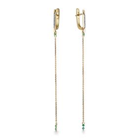 Серьги из лимонного золота Мастер Бриллиант 06M2-107-456-01 с бриллиантом и изумрудом 06M2-107-456-01 фото