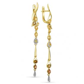 Серьги из лимонного золота Мастер Бриллиант 06M2-107-524-55 с бриллиантом 06M2-107-524-55 фото