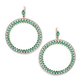 Серьги из лимонного золота Мастер Бриллиант 06M2-107-537-01 с бриллиантом и изумрудом 06M2-107-537-01 фото