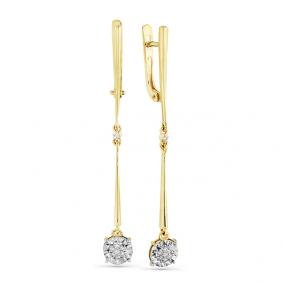 Серьги из лимонного золота Мастер Бриллиант 06M2-107-586-7 с бриллиантом 06M2-107-586-7 фото