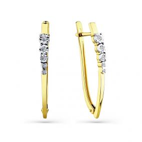 Серьги из лимонного золота Мастер Бриллиант 06M2-107-611 с бриллиантом 06M2-107-611 фото