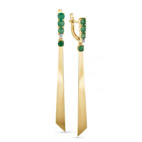 Серьги из лимонного золота Мастер Бриллиант 06M2-107-669-01 с бриллиантом и изумрудом 06M2-107-669-01 фото
