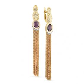 Серьги из лимонного золота Мастер Бриллиант 06M2-107-685-30 с бриллиантом и шпинелью 06M2-107-685-30 фото