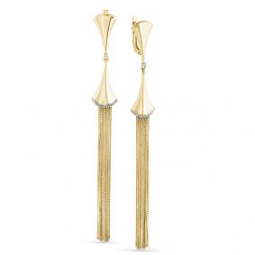 Серьги из лимонного золота Мастер Бриллиант 06M2-107-706 с бриллиантом 06M2-107-706 фото