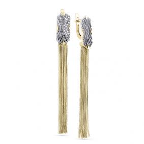 Серьги из лимонного золота Мастер Бриллиант 06M2-107-726/1 с бриллиантом 06M2-107-726/1 фото