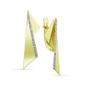 Серьги из лимонного золота Мастер Бриллиант 06M2-107-733/1 с бриллиантом 06M2-107-733/1 фото