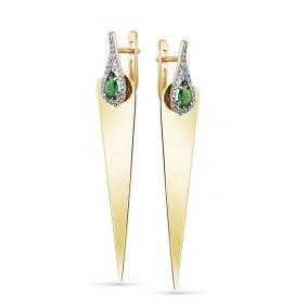 Серьги из лимонного золота Мастер Бриллиант 06M2-300032-00-37 с бриллиантом и турмалином 06M2-300032-00-37 фото