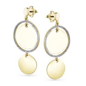 Серьги из лимонного золота Мастер Бриллиант 06M2-300033-00-70 с бриллиантом 06M2-300033-00-70 фото